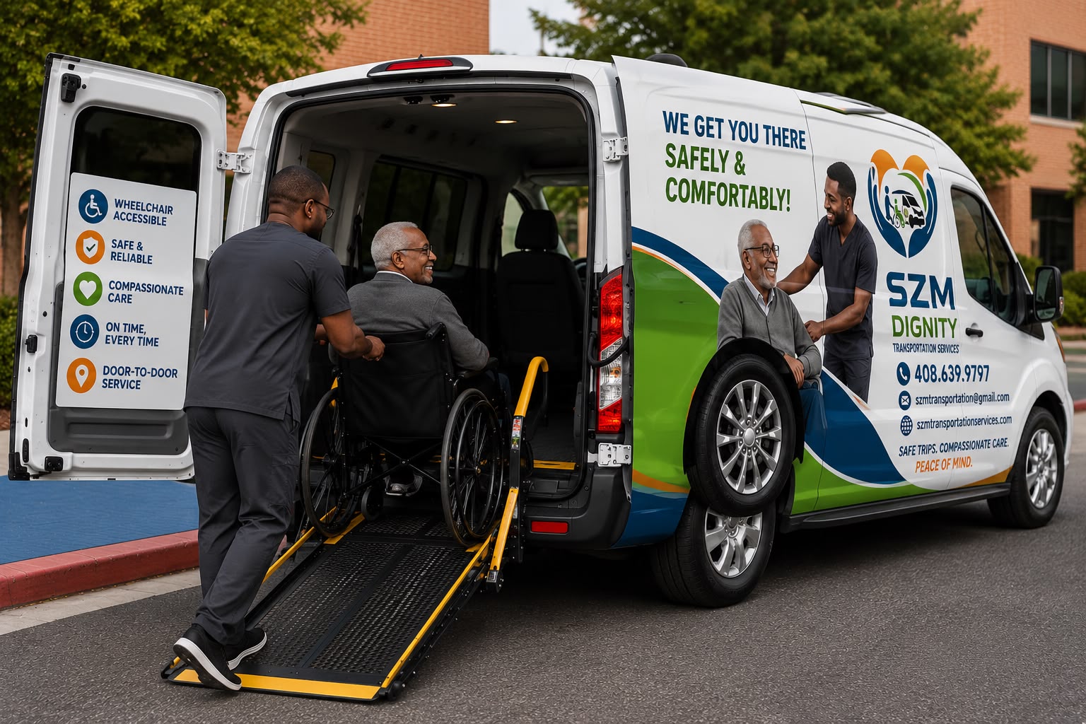 Illustration of a wheelchair-accessible van