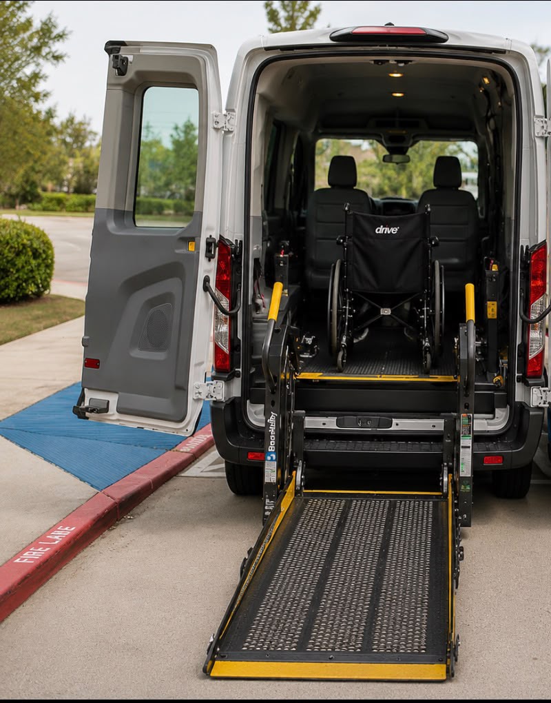Illustration of a wheelchair-accessible van